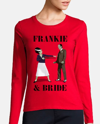 Tee-shirt t-shirt femme frankestein et petite amie à manches longues