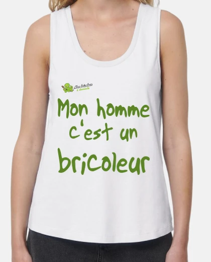 T-shirt femme sans manches, Blanc, MBAD