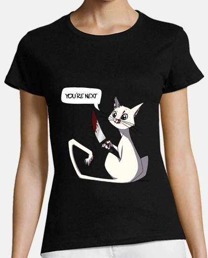 Tee-shirt t-shirt femme tueur de chat blanc
