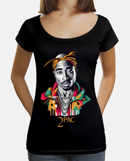 Tee-shirt t-shirt fille col ouvert tupac