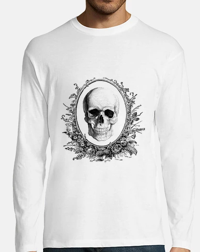 Tee-shirt t-shirt homme skull noir à manches longues