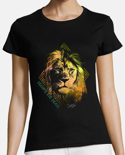 Tee-shirt t-shirt manches courtes - galaxy lion ambre - deviens la bête