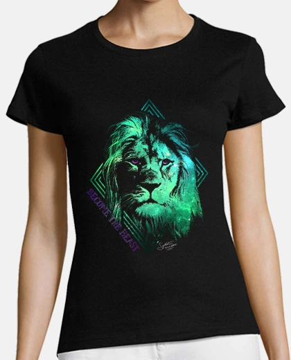Tee-shirt t-shirt manches courtes - galaxy lion émeraude - deviens la bête