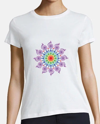 Tee-shirt t-shirt mandala arc-en-ciel, multicolore