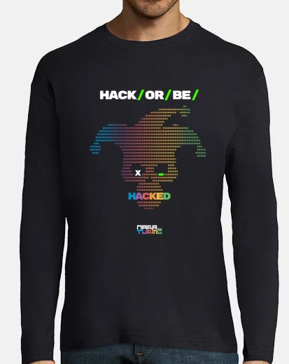 T-shirt t-shirt manica lunga da uomo di mara turing. hackerare o essere hackerato