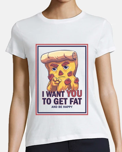 Tee-shirt t-shirt mec pizza parodie amérique