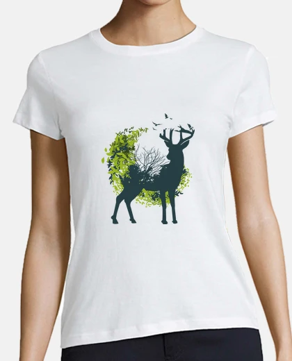 Tee-shirt T-shirt Mignon - cerf en forêt - amoureux de la nature