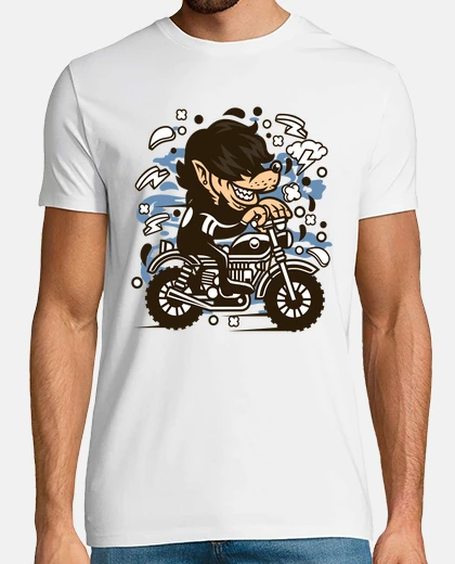 Tee-shirt t-shirt motard loup moto dessin anime humour loups