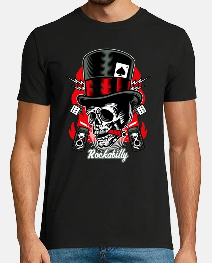 Tee-shirt t-shirt motard skull rockabilly rockers crânes rock n roll psychobilly