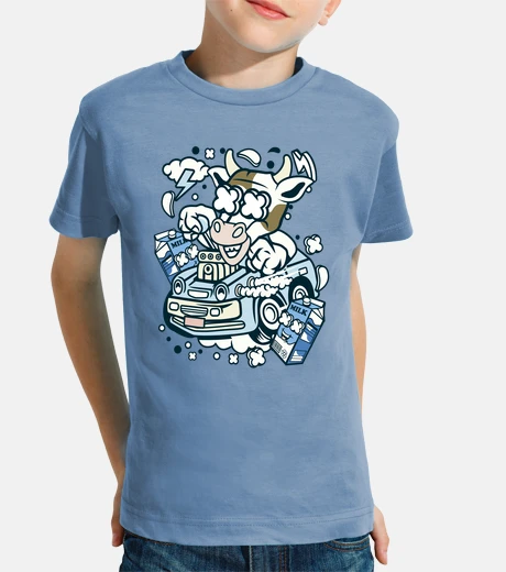 Abbigliamento t-shirt mucca divertente cartoni animati in auto