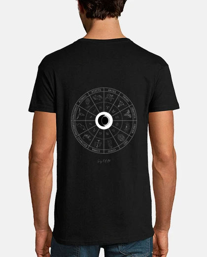 T-shirt t-shirt nera del cerchio dello zodiaco