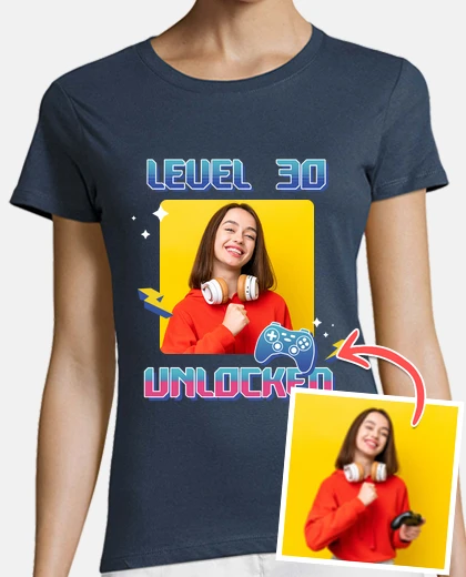 Tee-shirt t-shirt niveau 30 débloqué photo personnalisable