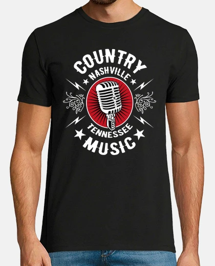 Tee-shirt t-shirt rétro musique country microphone rockabilly nashville memphis tennessee rock n roll