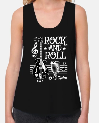 T-shirt t shirt rock guitar rockabilly music microphone rocker rock and roll 1950s 60s 70s