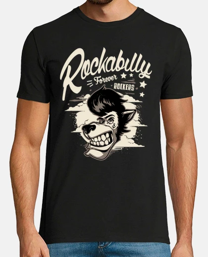 T-shirt t-shirt rock music rockabilly lupo rocker ingrassatore rock and roll rockers anni &#39;50 anni &#39;