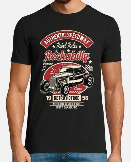 T-shirt t-shirt rockabilly rocker con motore custom americano hot car