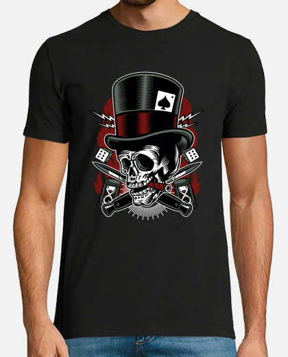 Tee-shirt t-shirt skull hors la loi motards rétro dés
