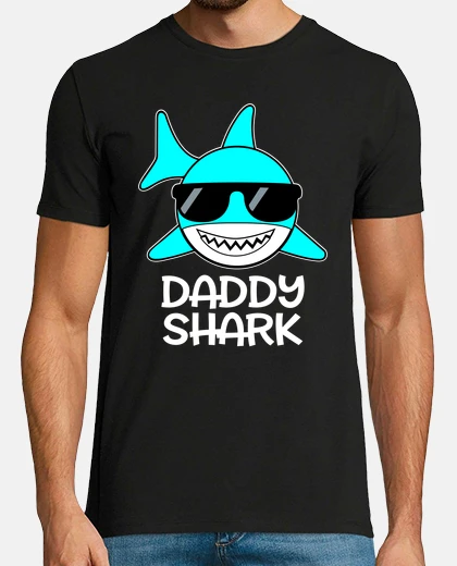 T-shirt t-shirt squalo avventure divertente daddy shark umorismo familiare