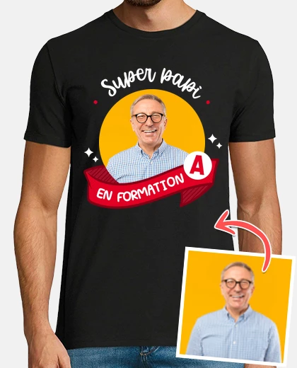 t-shirt super papy en formation photo personnalisable cadeau fete des peres personnalisé