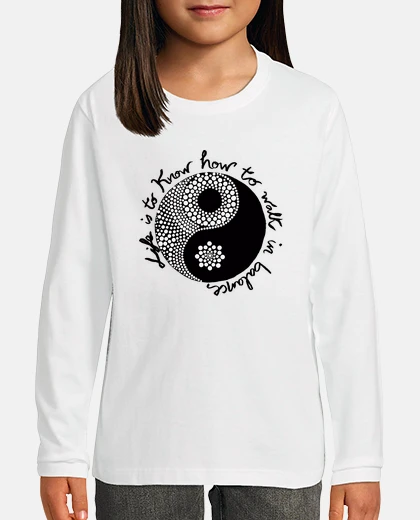 Vêtements t-shirt unisexe ying yang mandala, manches longues, blanc