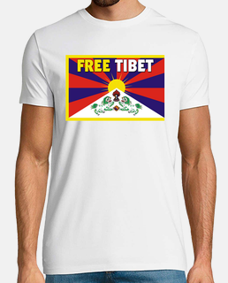 t-shirt bianca unisex manica corta - free tibet