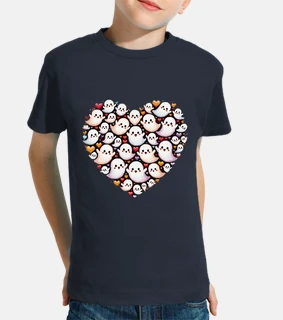 t-shirt con cuore fantasma puntinismo