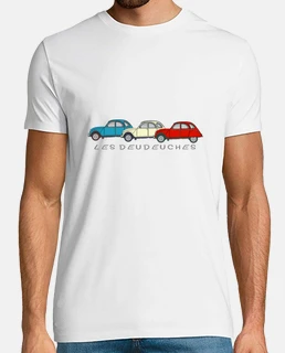 t-shirt deudeuche bianca blu rossa