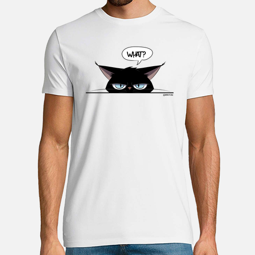 t-shirt homme chat noir grincheux