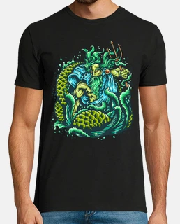 t-shirt neptune mer dieu de la mer couleur vert océan trident