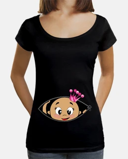 t-shirt peekaboo neonato sbirciare corona rosa, collo largo e loose fit, nera