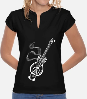 t shirt guitare note blanche festival musique femme