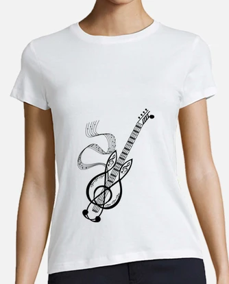 t shirt guitare note noire musique femme