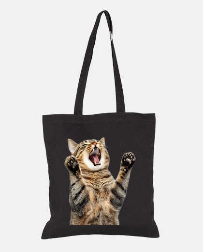 Bag tabby cat open mouth fun funny practical student handbag tote