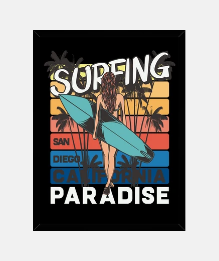 Quadro tabella surf vintage surfisti della california vintage surf