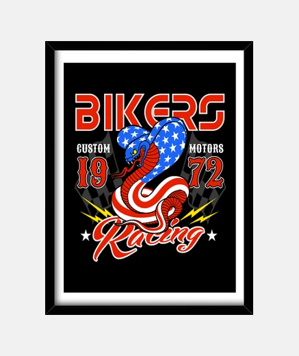 Quadro tabella vintage motociclisti 1972 custom motorcycle 70s usa 1970