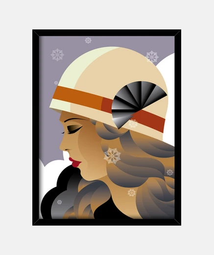 Cadre table art déco élégante femme à la mode ans 30s 40s 50s rétro décoratif vintage art de la mode