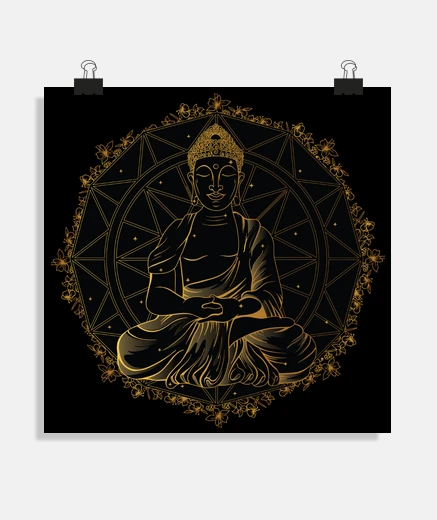 Poster tableau poster du Bouddha en méditation yoga et mandala