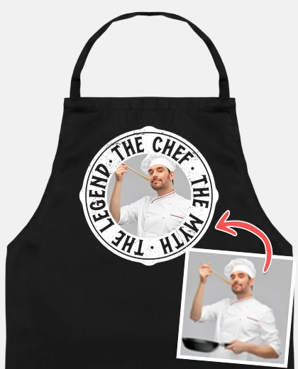 tablier le tablier de chef le mythe la légende photo personnalisable