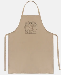tablier de cuisinier , cuisinière,chat de vinci vitruve , humoristique chaque en leonard de vinci .