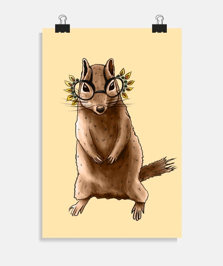 Poster tamia mignon avec des lunettes hippie