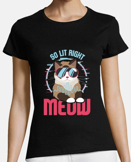 Playera tan iluminado miau fiesta techno rave