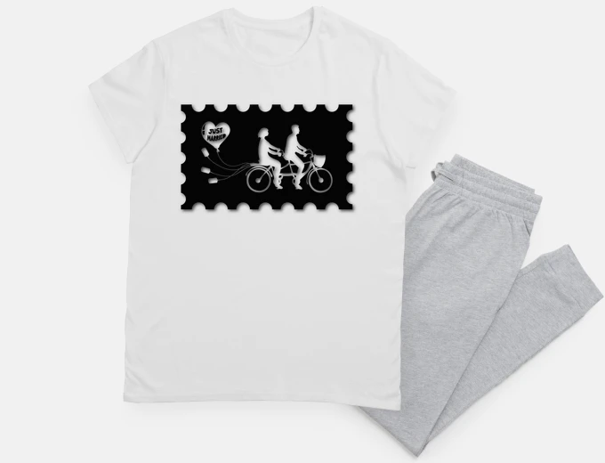 Pyjama tandem couple just married married night sleep