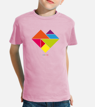 Tangram heart - boy, short sleeve, pink... | tostadora