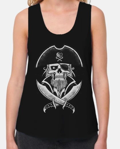 Camiseta tanque flaco mujer superior - pirata capitán