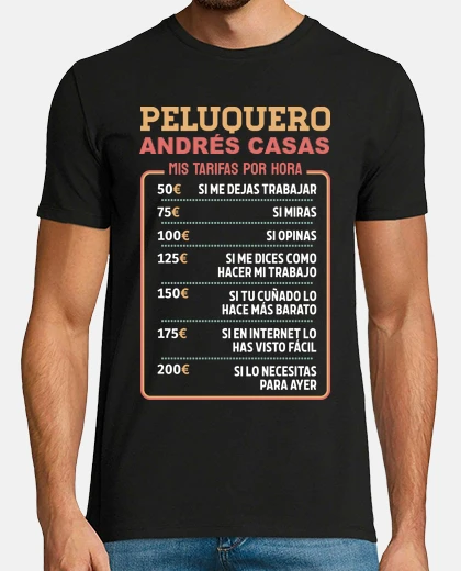 Playera Tarifas Hora Peluquero Personalizado Regalo Día del Padre