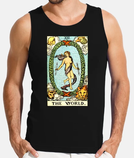 Camiseta tarjeta de tarot retro vintage el mundo