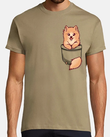 T-shirt tasca carina pomeranian - camicia da uomo
