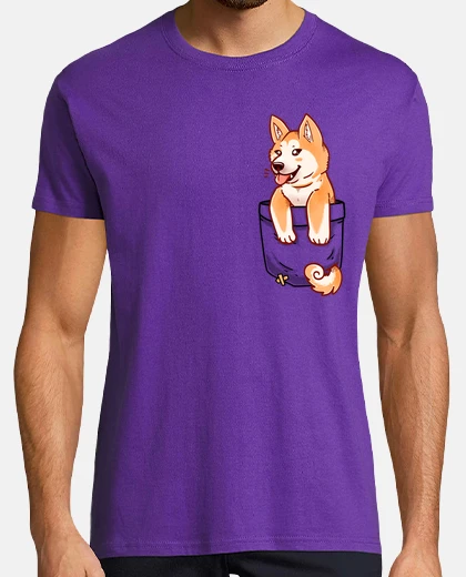 T-shirt tascabile cucciolo akita carino - camicia da uomo
