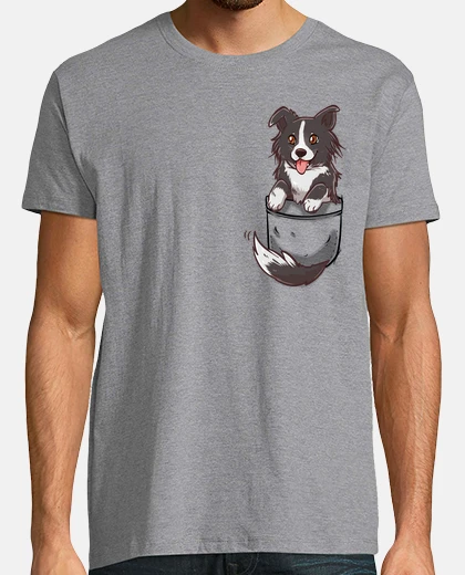T-shirt tascabile simpatico cane border collie - camicia da uomo