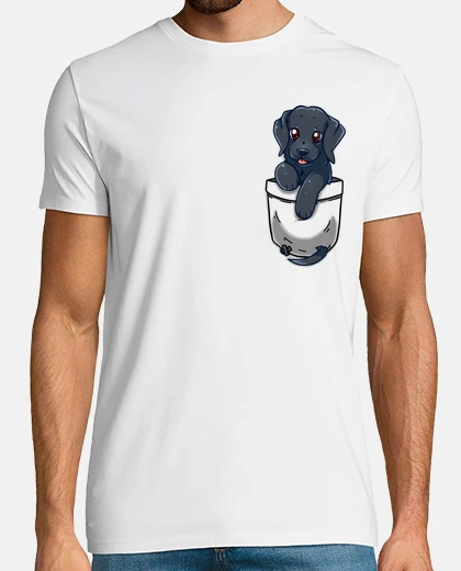 T-shirt tascabile simpatico labrador nero - camicia da uomo